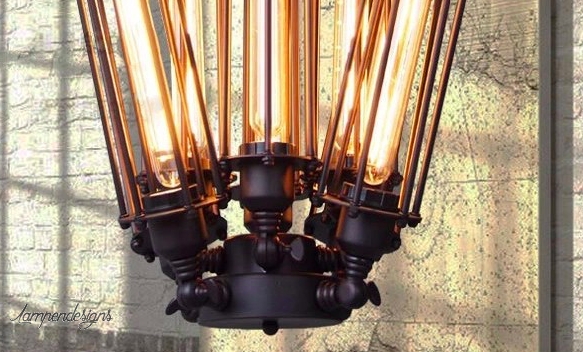Lampe design industrie loft Domus 8 ampoules noir
