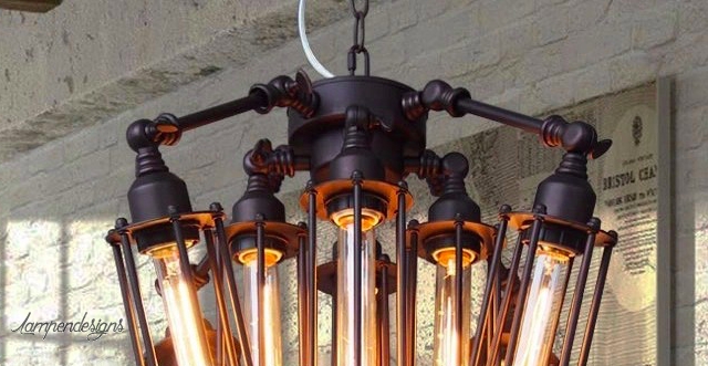 Lampe design industrie loft Domus 8 ampoules noir