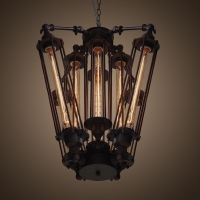 Suspensione Domus 8 lampadine design industry loft nero
